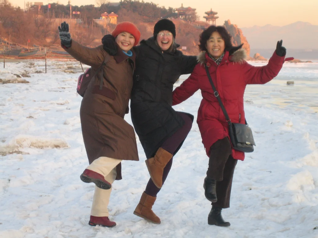 Tai Chi Girls at the Bohai Sea China